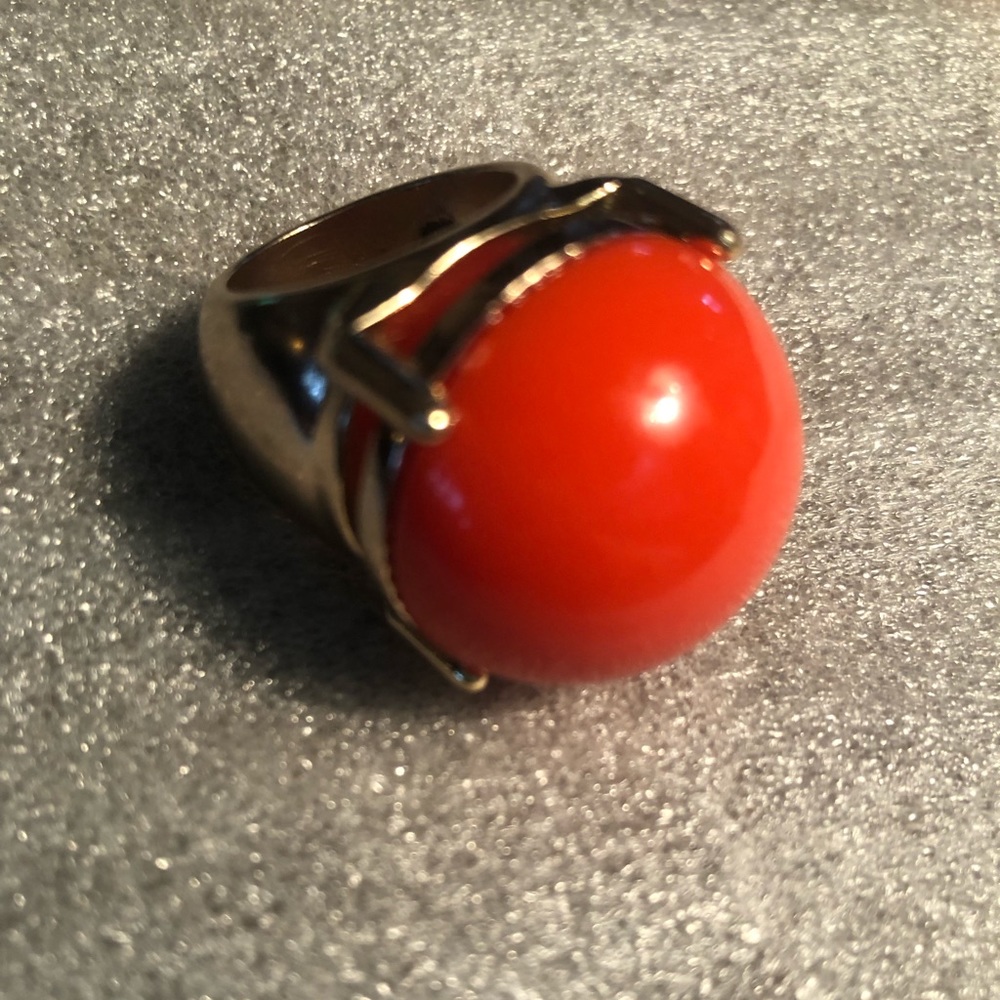 Bold Orange Lucite Dome Statement Ring - image 8